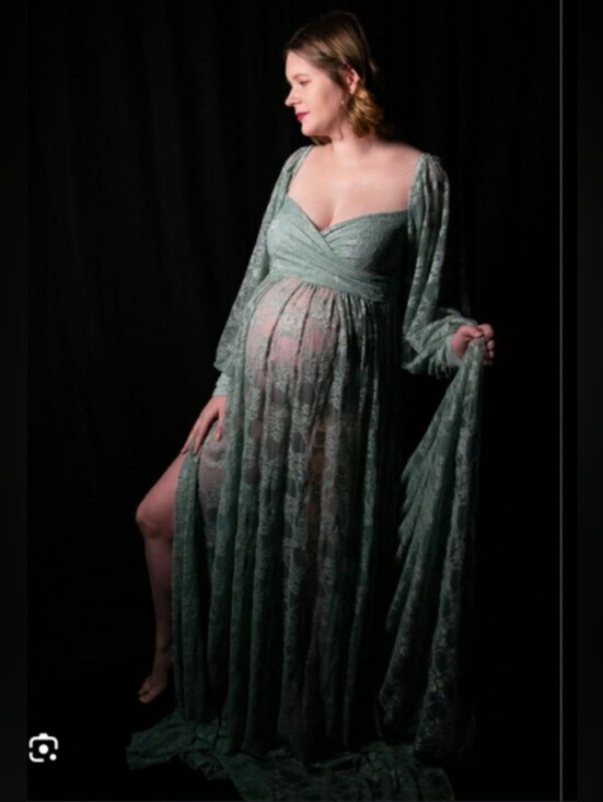 The Unbranded Brand Dresses & Skirts - Green lace phototshoot maxi maternity dress small ethereal romance greek goddess